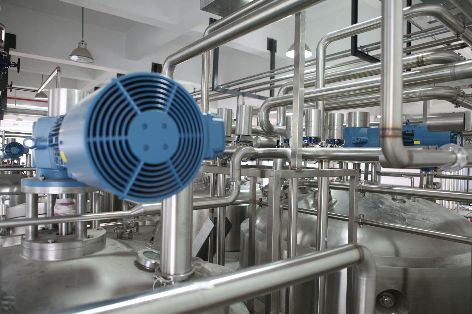 Stainless steel process piping and valve systems in an industrial facility